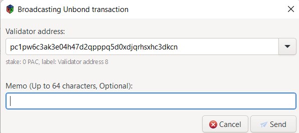 Unbond Transaction Dialog